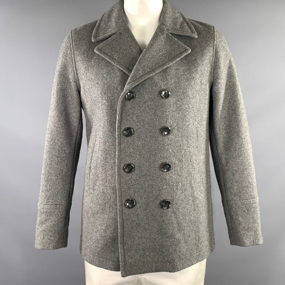 MICHAEL KORS Size L Grey Wool Blend Double Breasted Jacket